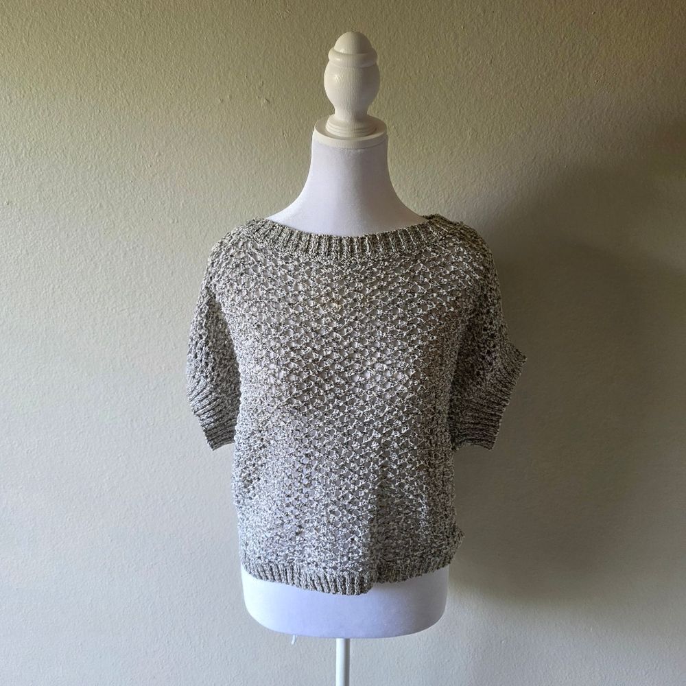 Cache Grey Knit See Through Shirt Size XS
